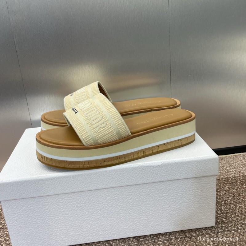 2025 Slippers Dior Beige Canvas Slippers