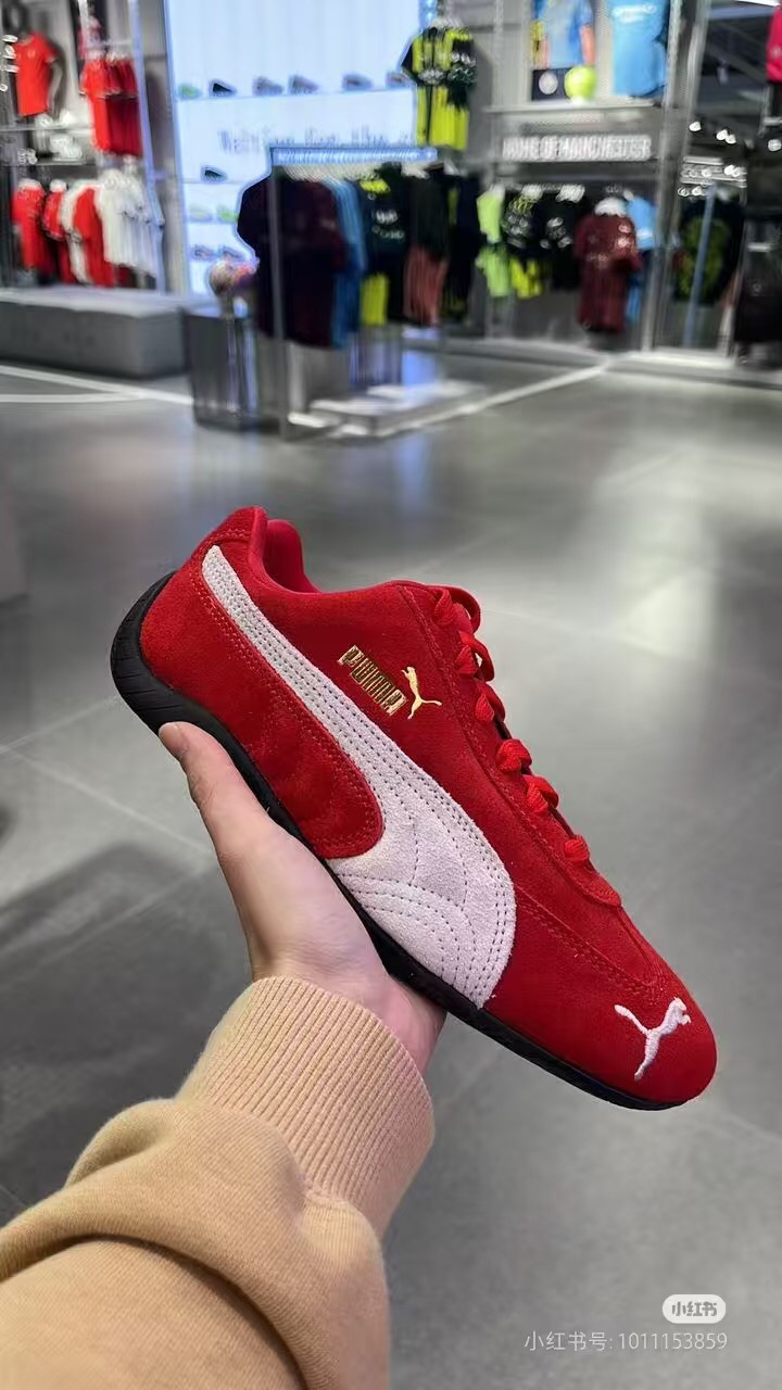 2025 Women Puma Red Suede Leather Sneakers KFY00260