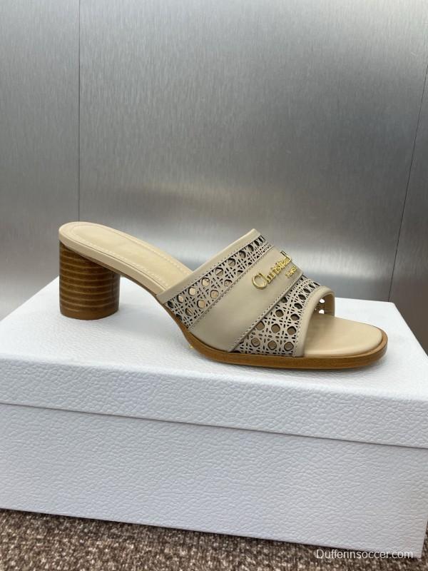 2025 Women Dior Beige Leather Sandals