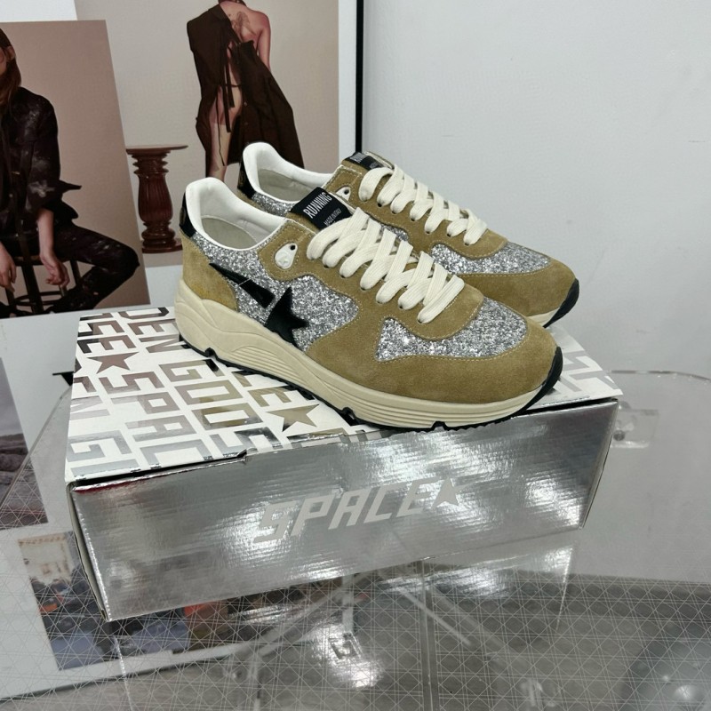 2024 Unisex GGDB Silver Beige Suede Glitter Star Sneakers 
