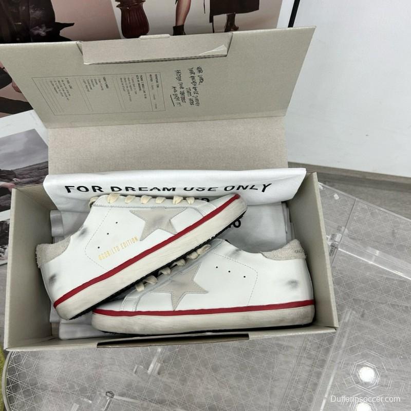 2025 Unisex GGDB White Red Original Leather Sneakers