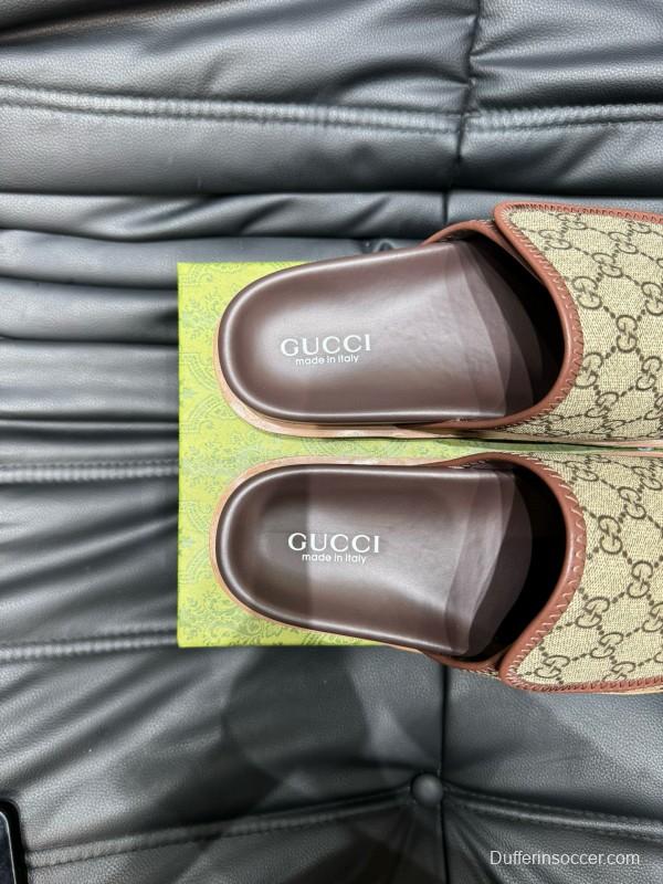 2024 Slippers Gucci Brown Canvas Slippers MJ00200