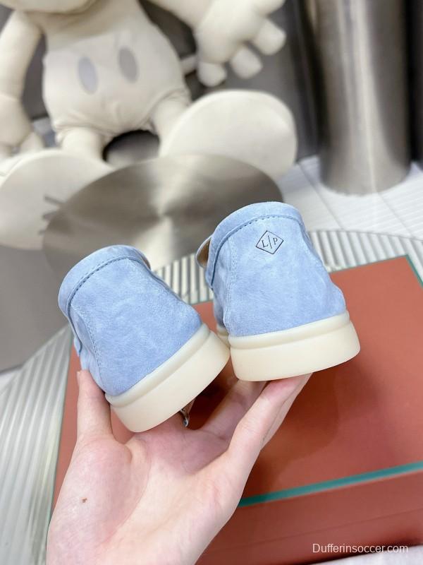 2024 Men Loro Piana Light Blue Suede Loafers MJ00270