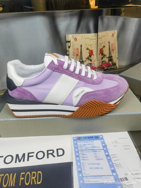 2025 Unisex TOM FORD Purple White Suede Leather Sneakers LY00360(F)/LY00370(M)