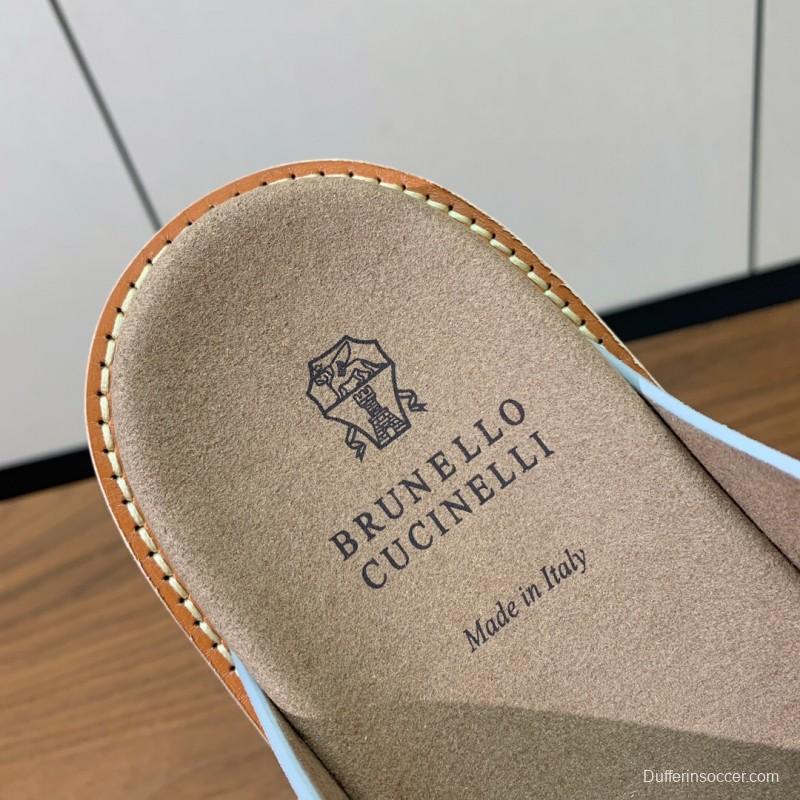 2025 Unisex Brunello Cucinelli Light Grey Suede Casual Sandals With Adjustable Buckles KFY00250