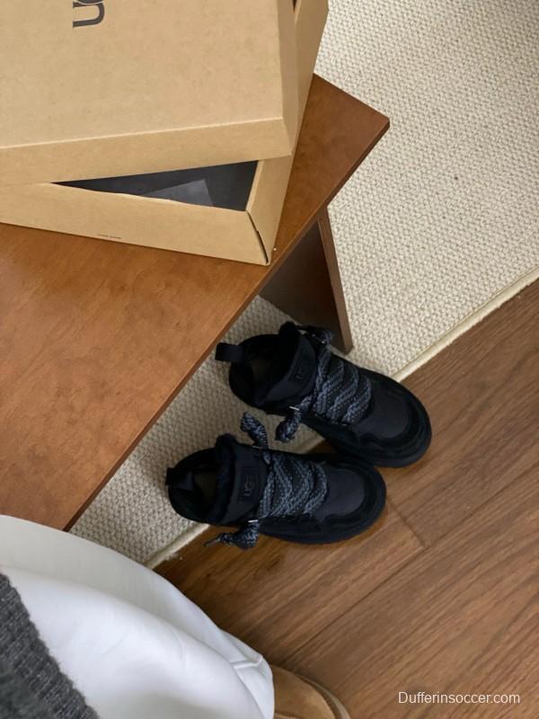 2024 Women UGG Black Knit Suede Sneakers