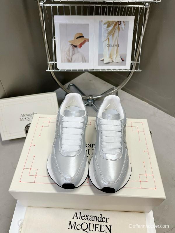 2024 Women ALEXANDER MCQUEEN Silver Leather Sneakers MJ00370