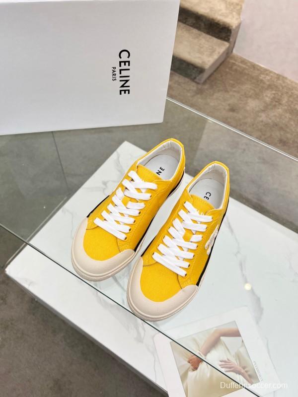 2025 Women Celine Yellow Canvas Sneakers LY00210