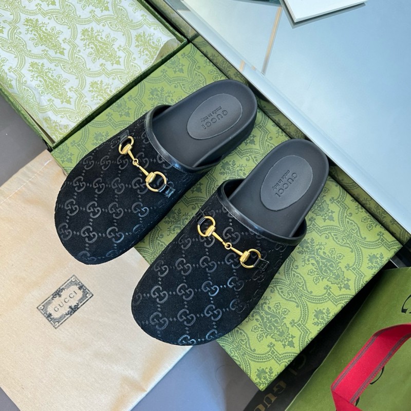 2024 Slippers Gucci Black Suede Slippers MJ00280