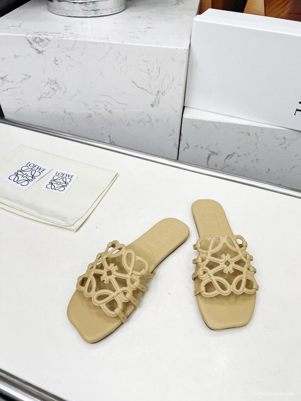 2025 Loewe Beige Leather Slippers