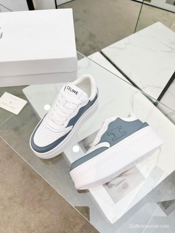 2025 Unisex CELINE White Grey Leather Sneakers