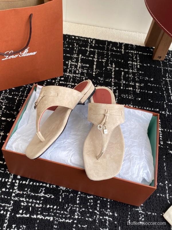 2025 Women Le Parmentier Beige Suede Slippers KFY00280