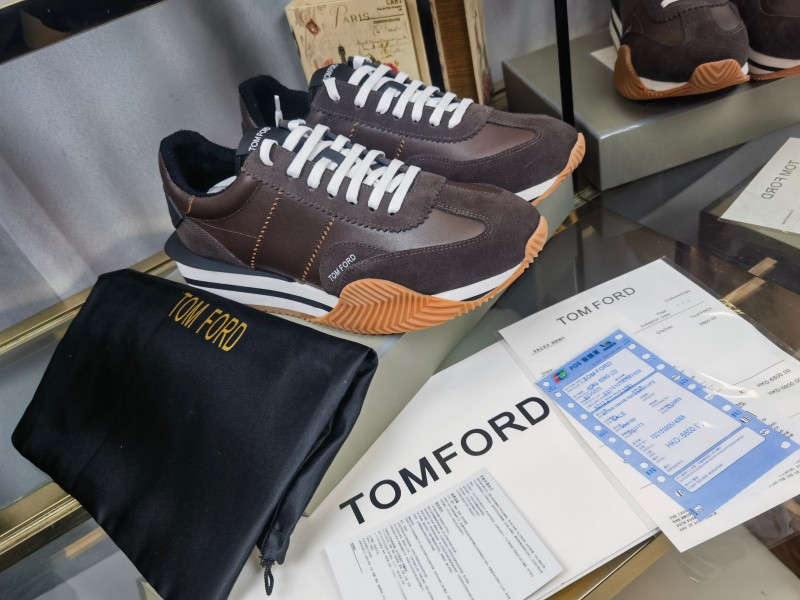2025 Unisex TOM FORD Brown Black White Leather Cow Leather Sneakers LY00360(F)/LY00370(M)