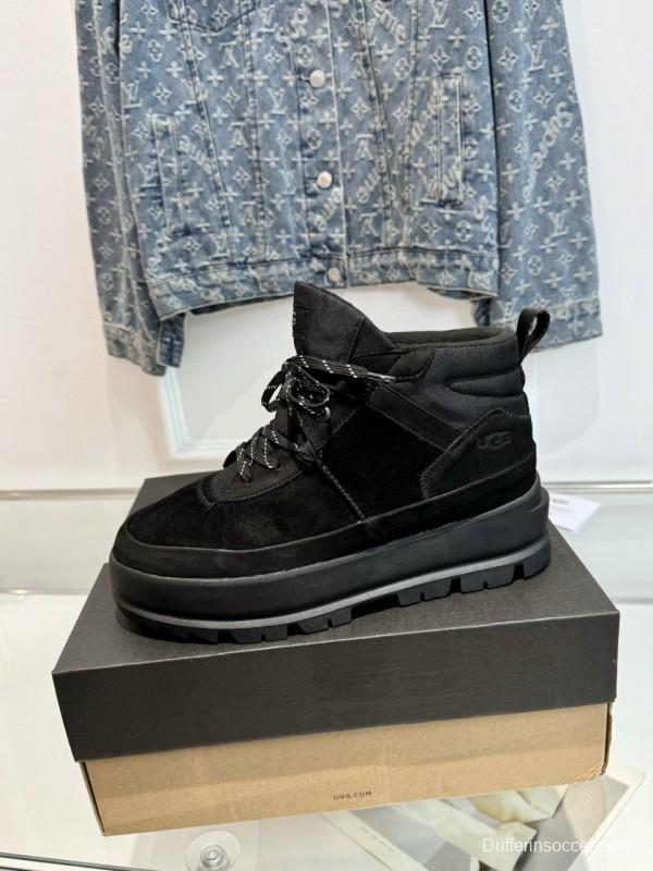 2024 Unisex UGG black suede platform boots