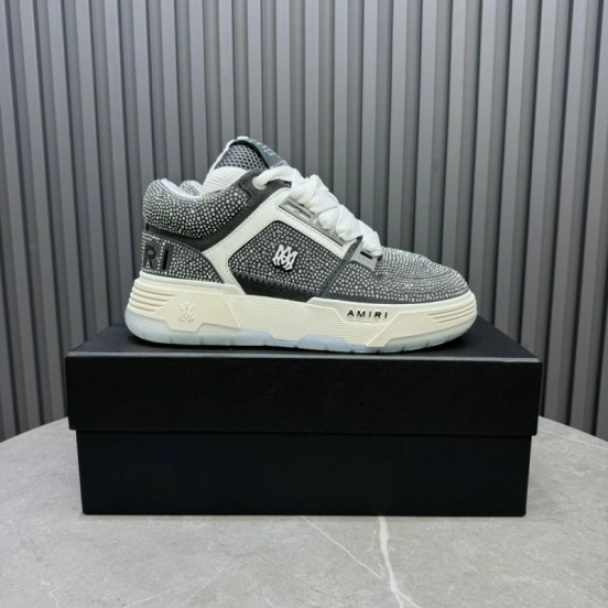 2024 Unisex Amiri Black White Leather Suede Sneaker MJ00410