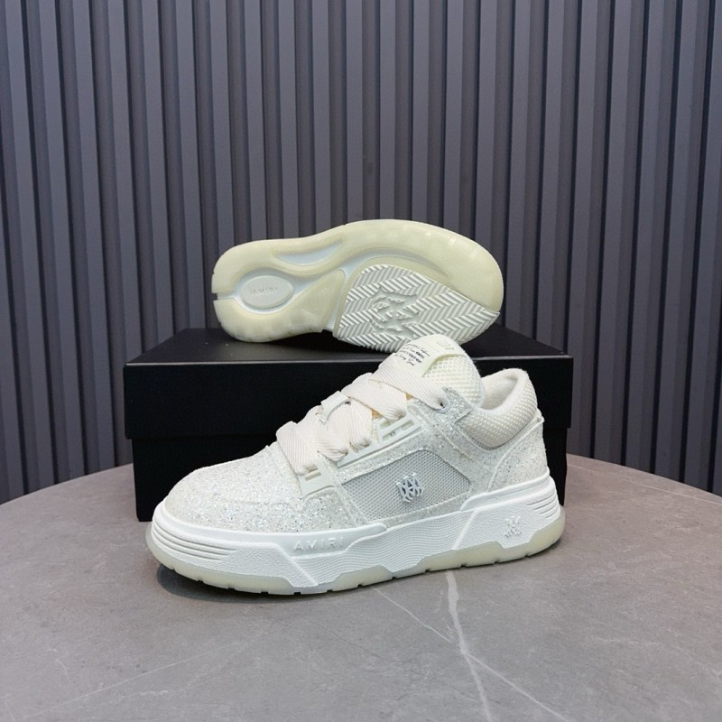 2024 Unisex Amiri White Mesh Leather Sneakers MJ00360