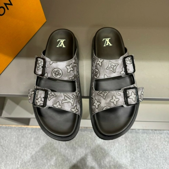 2024 Slippers Louis Vuitton Gray Leather Slippers MJ00210