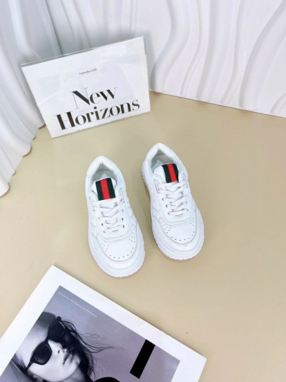 2024 Kids Gucci White Leather Sneakers