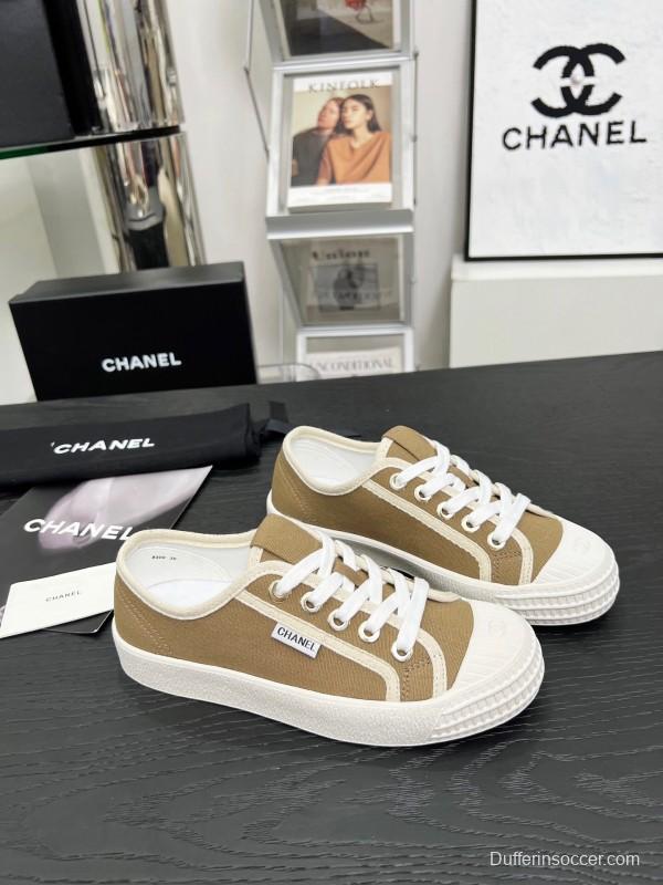 2025 Women Chanel Brown Canvas Sneakers LY00230