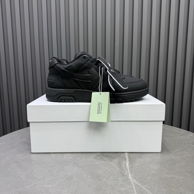 2025 Unisex Off-White Black Leather Sneakers KFY00310
