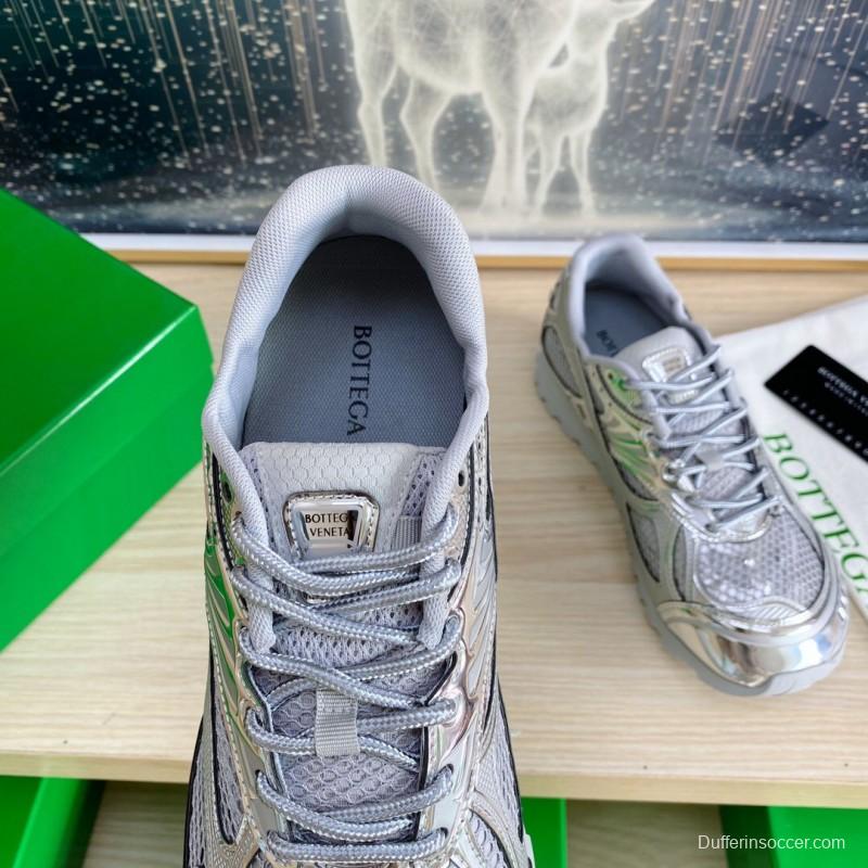 2025 Unisex Bottega Veneta Silver Grey Mesh TPU Runner Sneakers LY00310