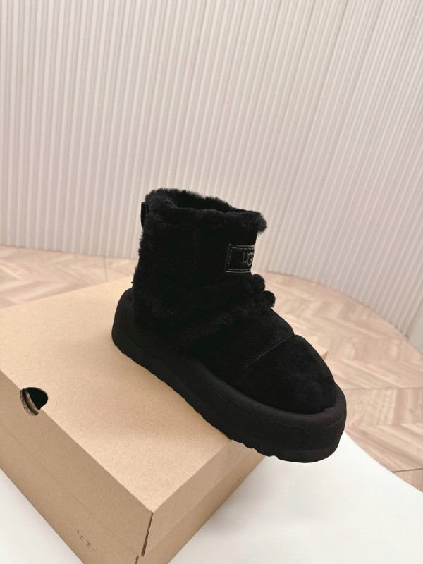2024 Women UGG Black Suede Sheepskin Snow Boots MJ00320