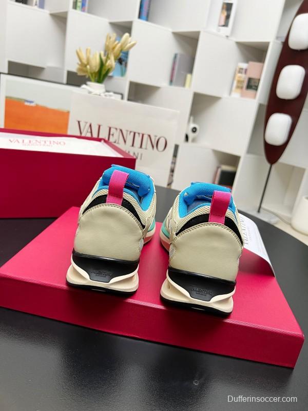 2024 Unisex Valentino Blue Beige Mesh TPU Sneakers Vlogo LY00410