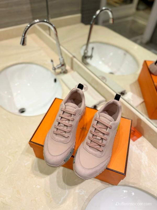 2024 Women Hermès Pink Leather Sneakers