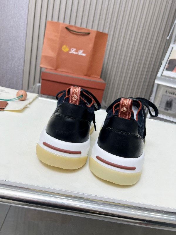 2024 Men Le Parmentier Black Grey Mesh Leather Sneakers