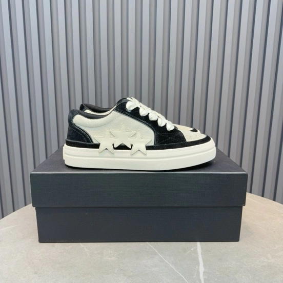 2024 Unisex Amiri Black White Leather Sneakers MJ00300