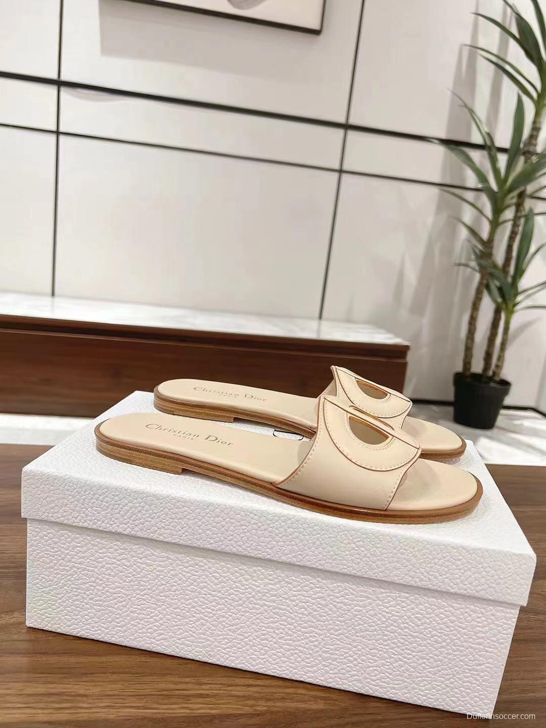 2025 Dio Ivory Leather Slippers LY00260