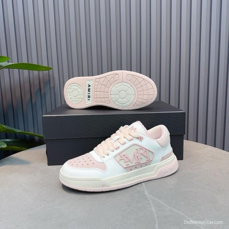 2025 Unisex Amiri White Pink Leather Sneakers MJ00360