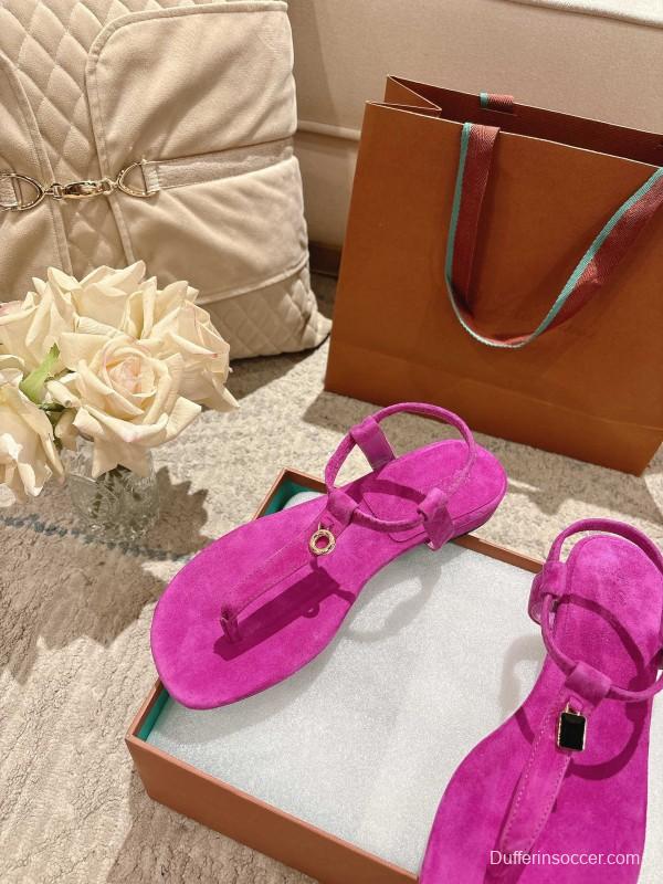 2025 Women LP Fuchsia Suede Sandals LY00250