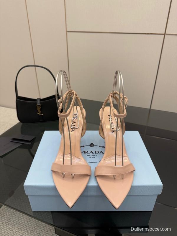 2025 Women Prada Nude Leather Sandals