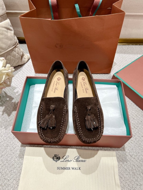 2025 Women Le Parmentier Brown Suede Loafers Tassel LY00291