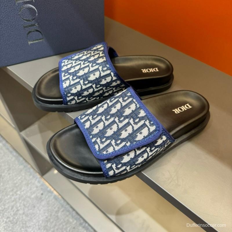 2024 Dior Blue White Fabric Slippers MJ00180