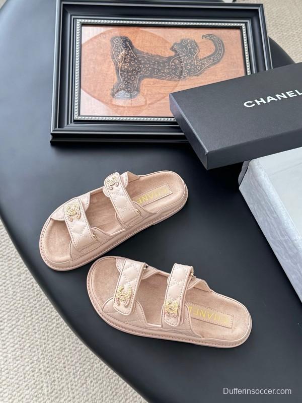 2025 Women Chanel Beige Leather Sandals LY00310