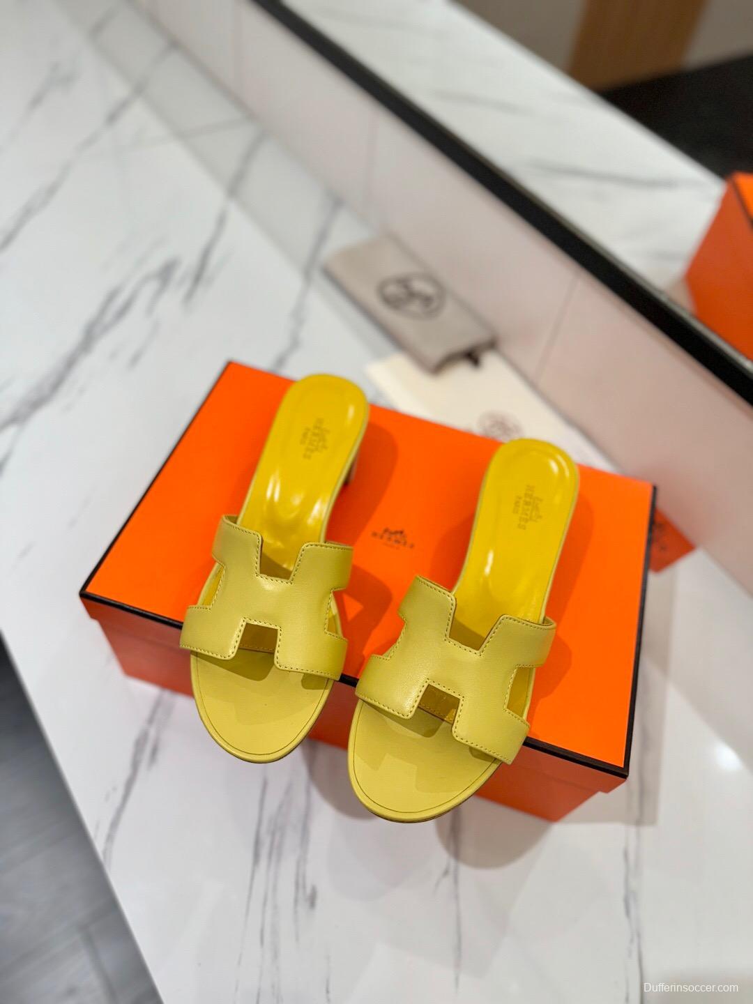2025 Women Hermès Yellow Leather Sandal