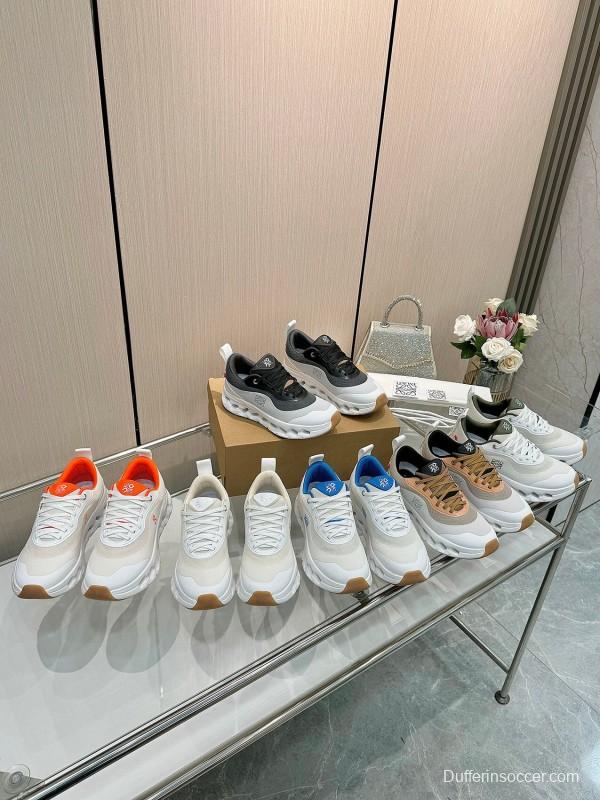 2025 Women Loewe White Blue Mesh Leather Sneakers