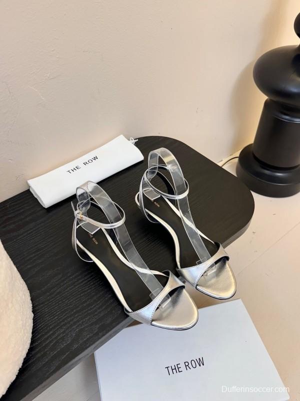2025 Women The Row Silver Leather Sandals
