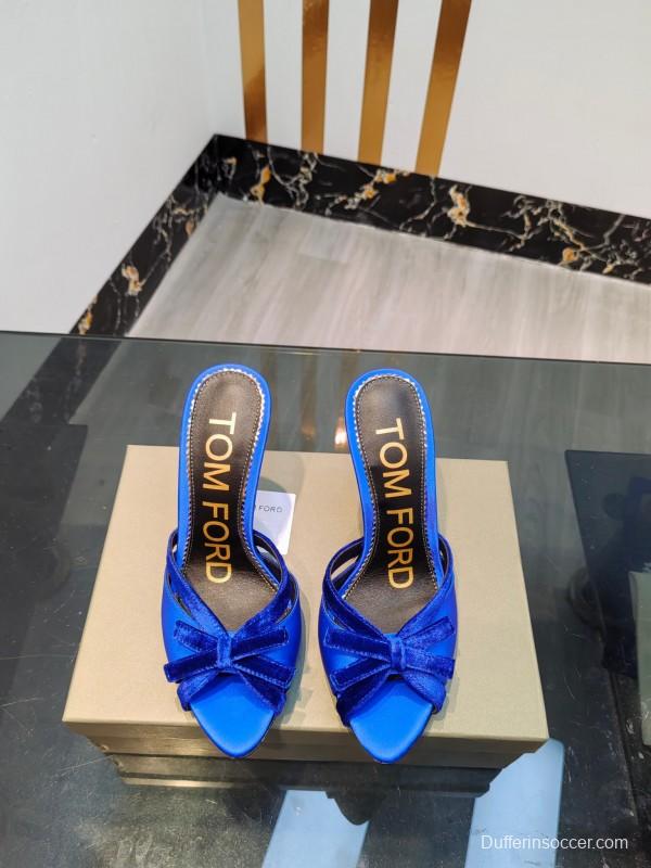 2025 Women TOM FORD Blue Velvet High Heel Mules