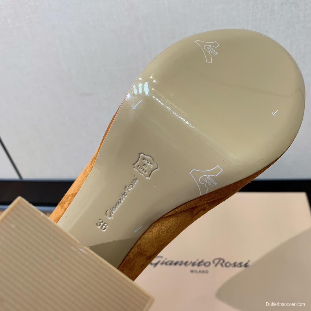 2025 Women Gianvito Rossi Brown Suede Platform Tassel Loafer