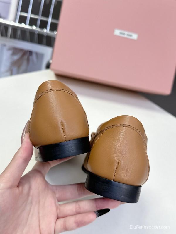2025 Women Miu Miu Brown Leather Loafers