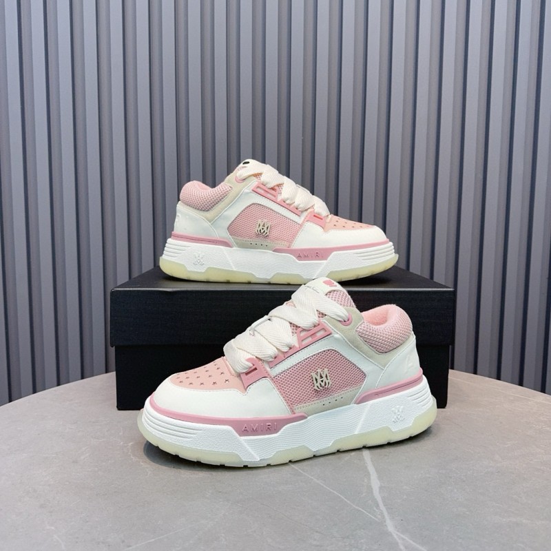 2024 Women Amiri Pink White Leather Mesh Sneakers MJ00360