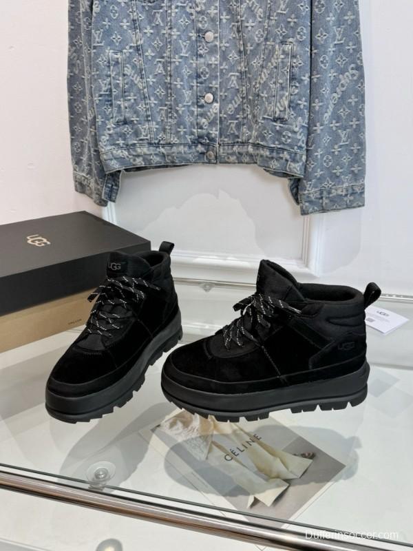2024 Unisex UGG black suede platform boots
