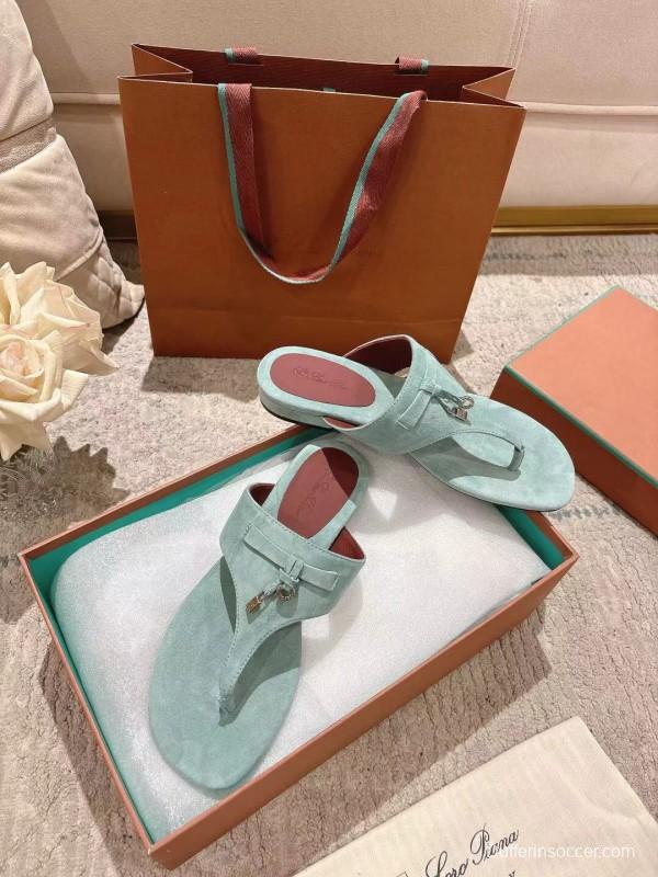 2025 Women Le Parmentier Mint Suede Slippers LY00250