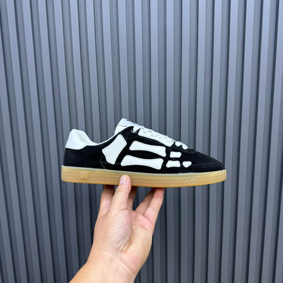2024 Unisex Amiri Black White Suede Leather Sneakers MJ00300