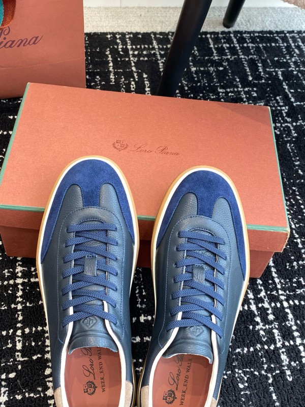 2024 Unisex Le Parmentier Blue Navy Leather Suede Plimsolls MJ00320
