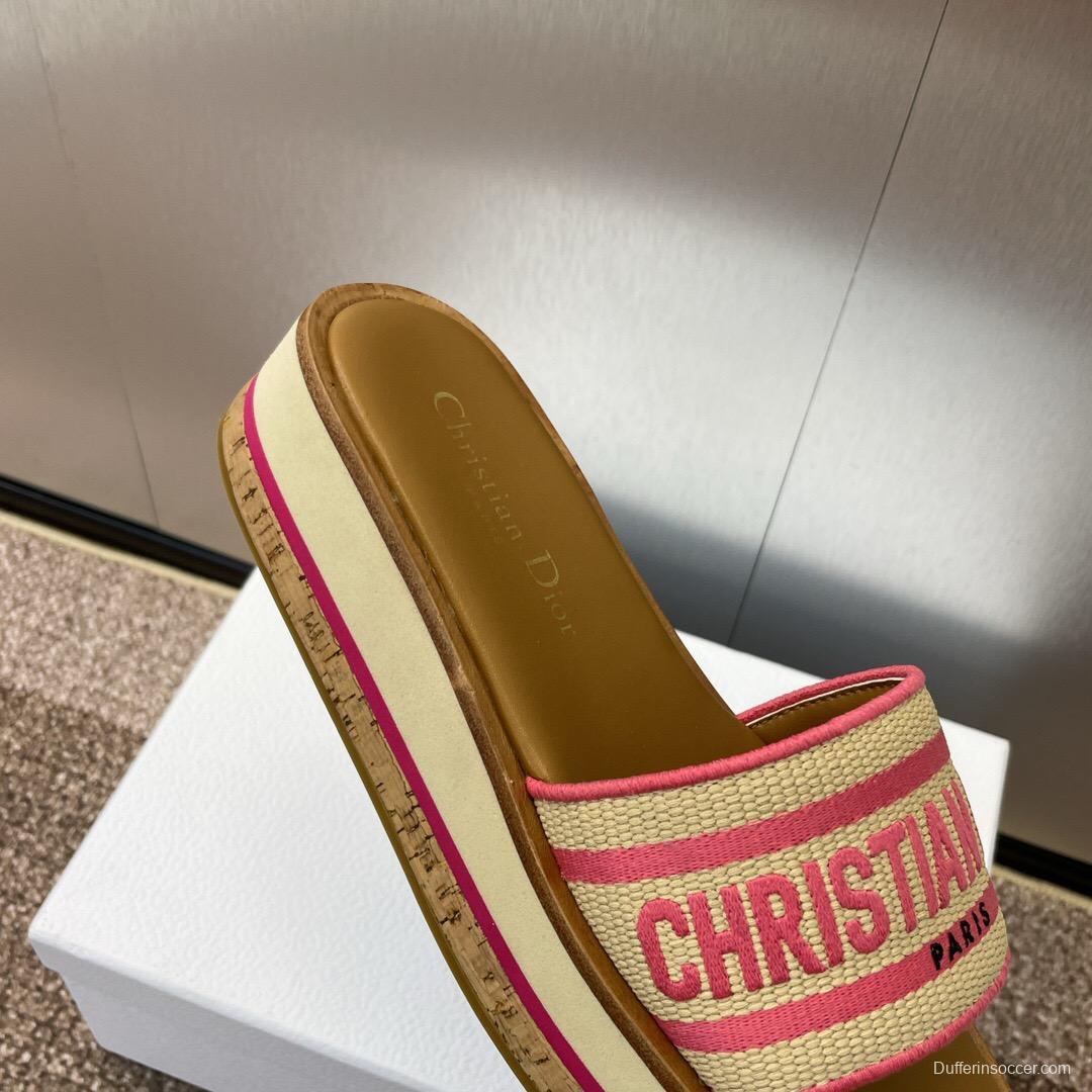 2025 Slippers Dior Pink Canvas Slide