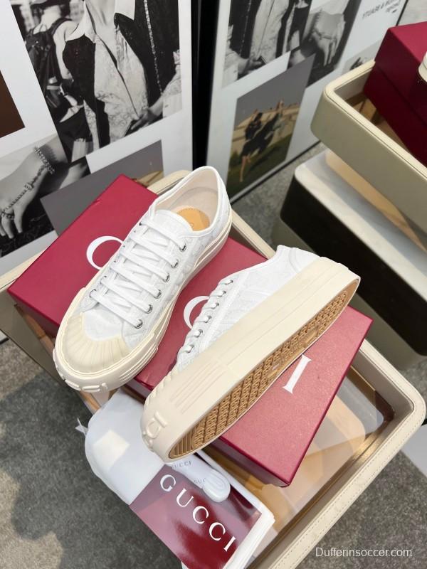 2025 Women Gucci White Canvas Sneakers